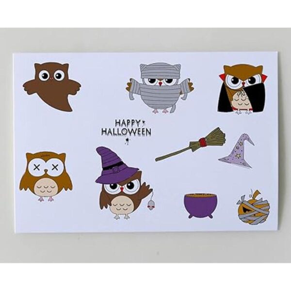 Caricatura de Halloween búhos troquelados transparentes_6