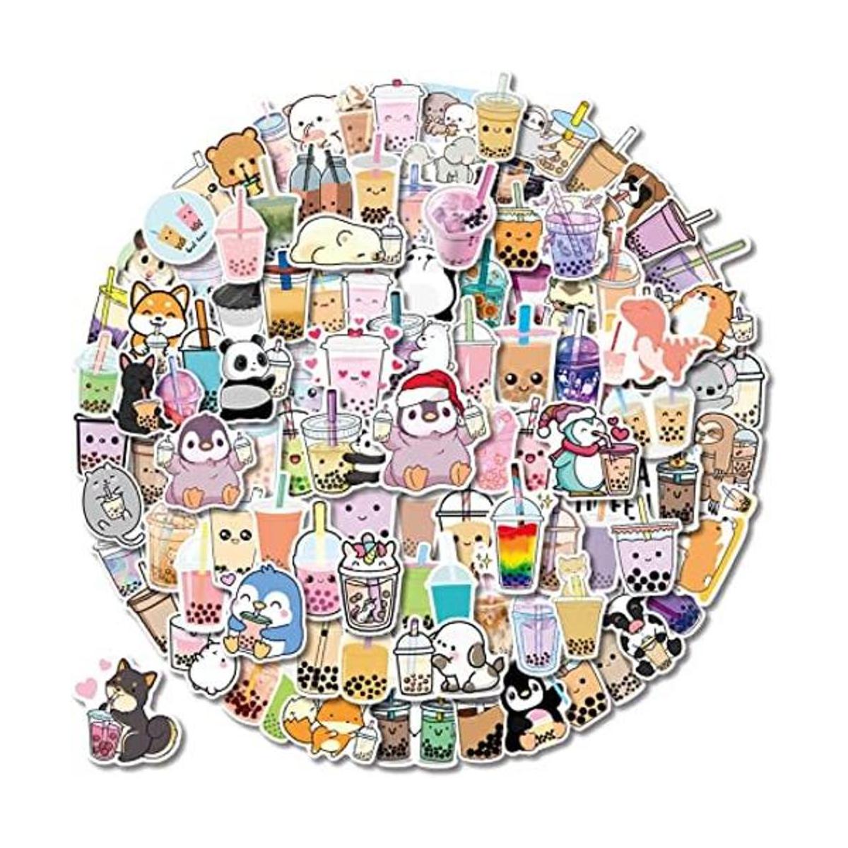 Boba 105 calcomanías kawaii para té de burbujas