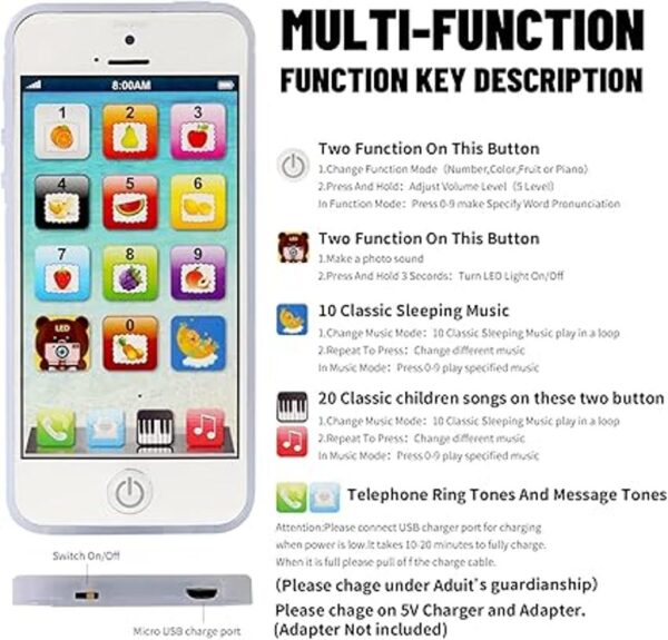 Cooplay Yphone blanco YPhone Niños Reemplazo Teléfono_2