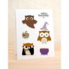 Caricatura de Halloween búhos troquelados transparentes_3