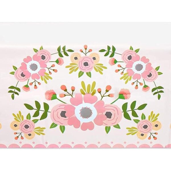 Mantel de plástico floral rosa para boda 54 x 108 in 3_5