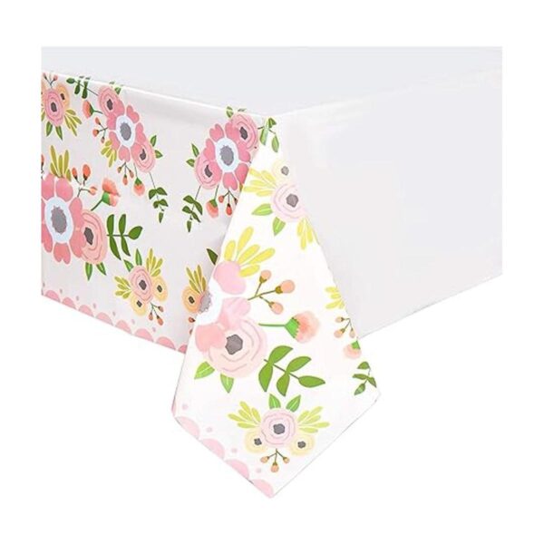 Mantel de plástico floral rosa para boda 54 x 108 in 3_3
