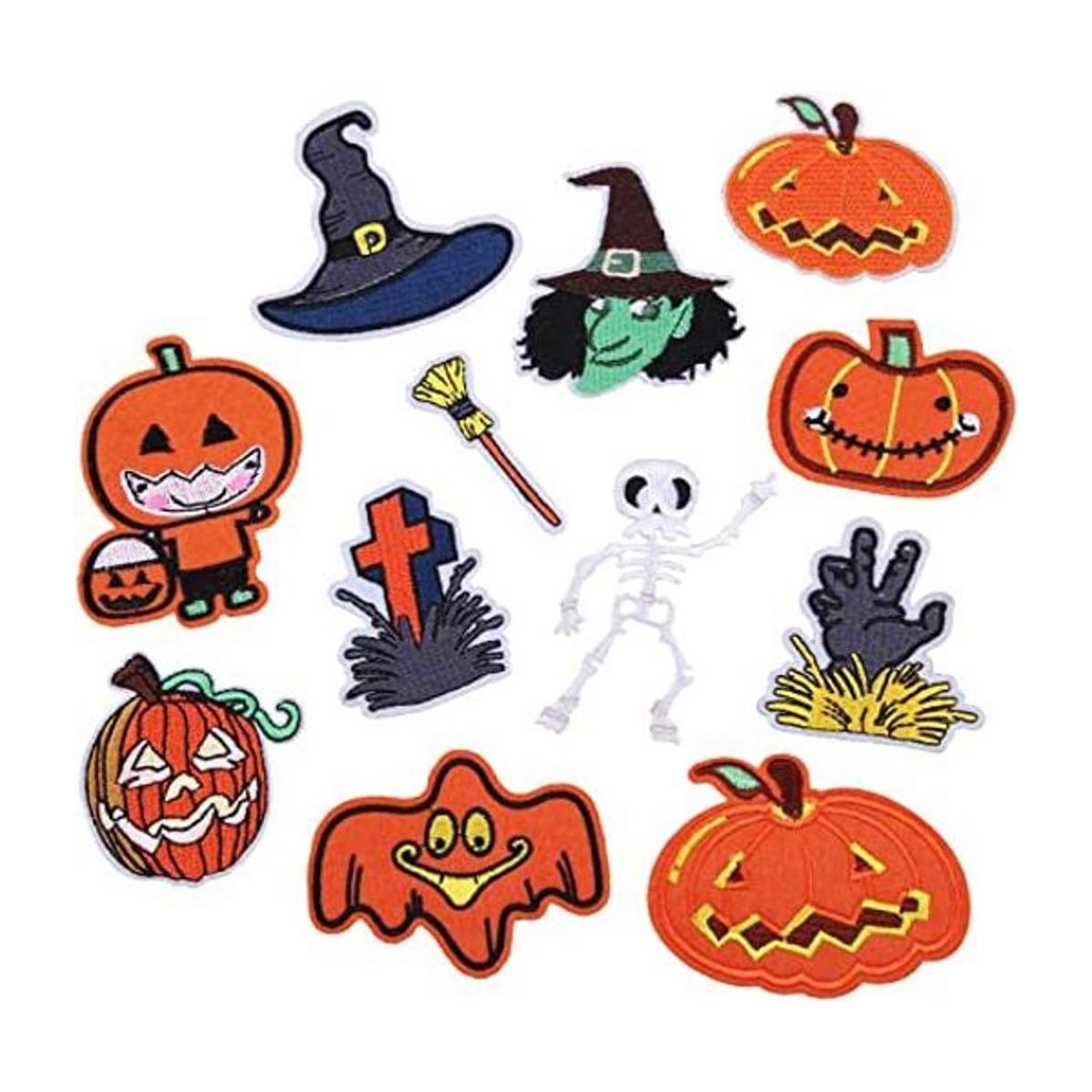 16 parches bordados de calabaza para Halloween parches