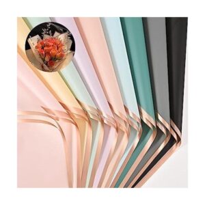 20 hojas de papel de regalo de flores con borde dorado de