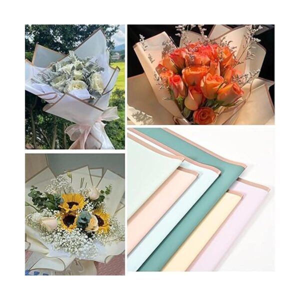 20 hojas de papel de regalo de flores con borde dorado de