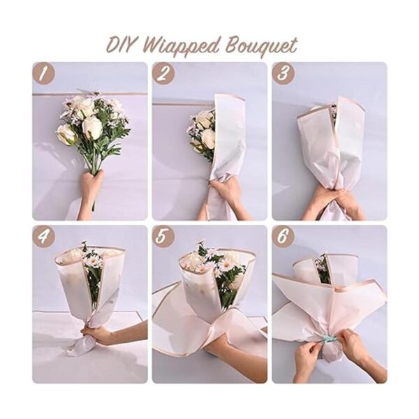 20 hojas de papel de regalo de flores con borde dorado de