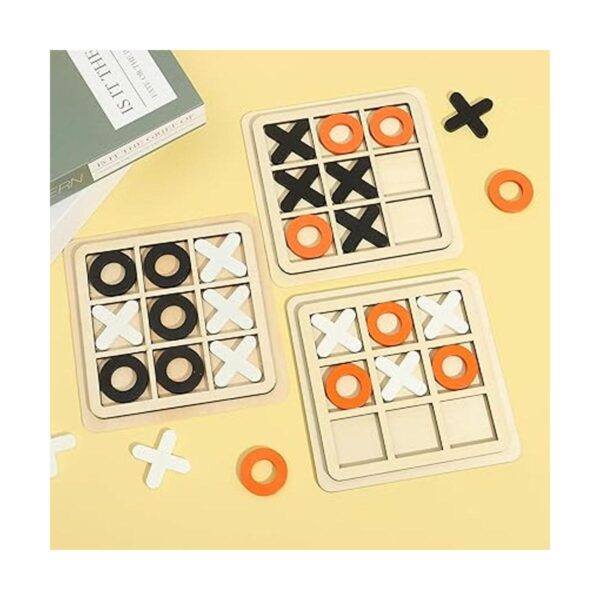 Tablero de madera Tic Tac Toe Juego de mesa XO juguete de_4