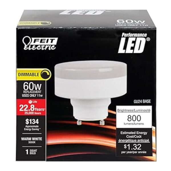 Feit Electric PU60830LEDGU24 60W EQ DM Squat Bombilla LED_2