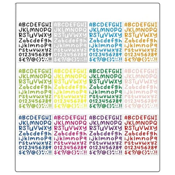 972 calcomanías de letras coloridas de 12 hojas del