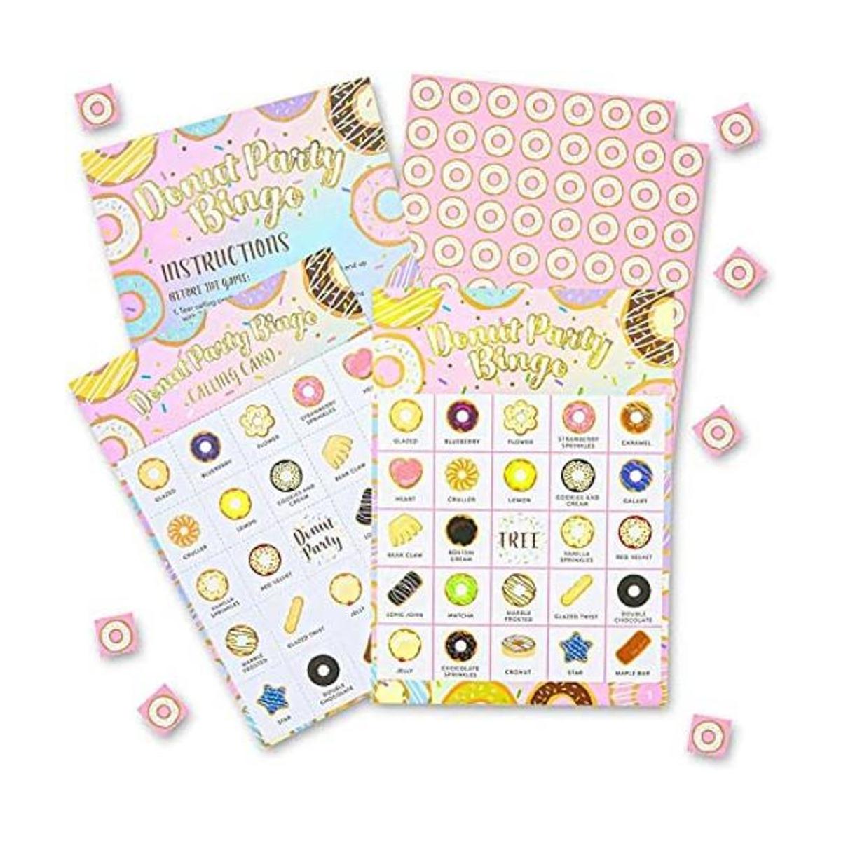 Donut Bingo Party Game para cumpleaños Donut Grow Up 5 x