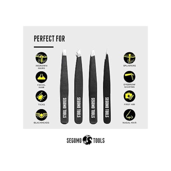 Segomo Tools TW004 Juego de pinzas para cejas 4 piezas_5