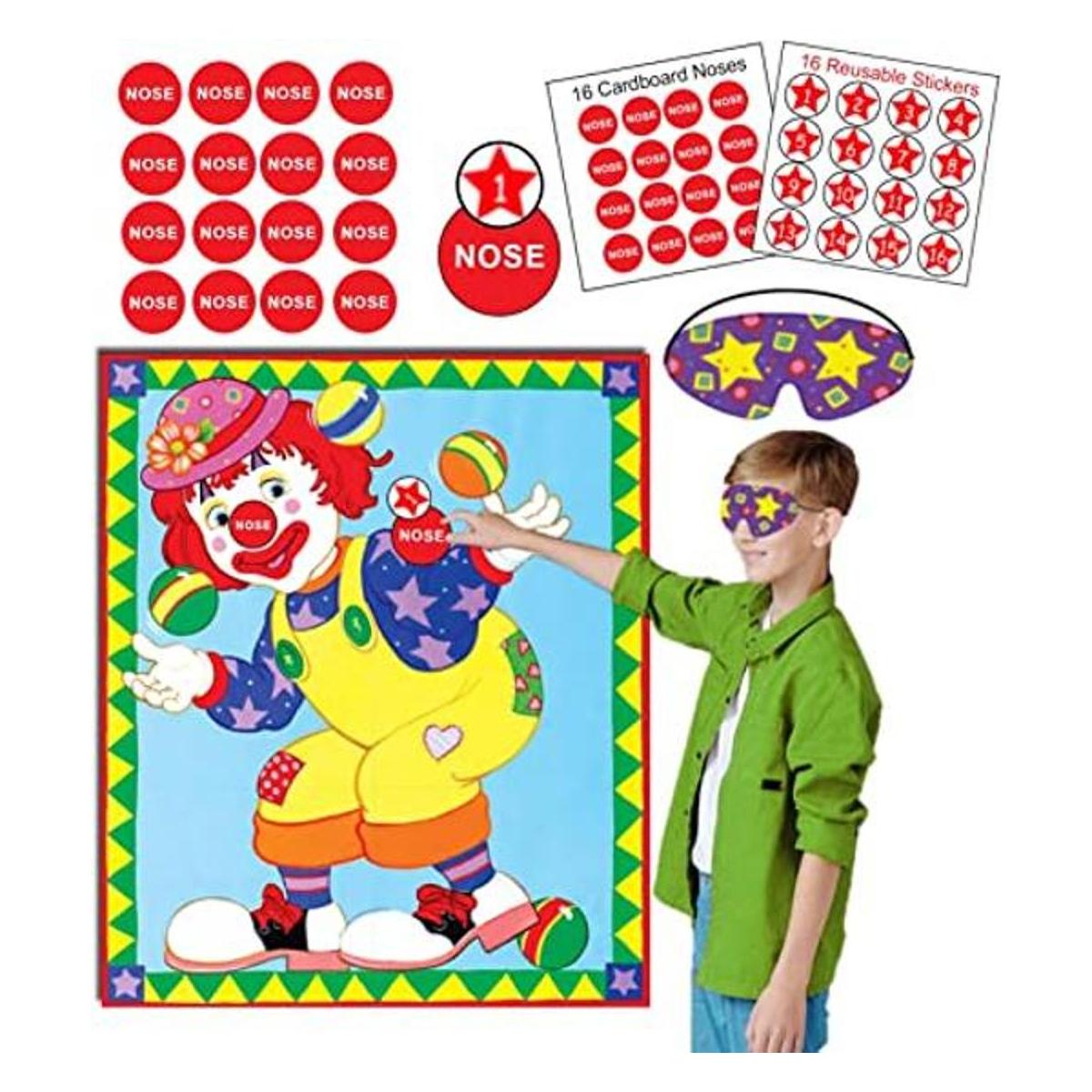 Pin The Nose On The payaso juego para niños Póster