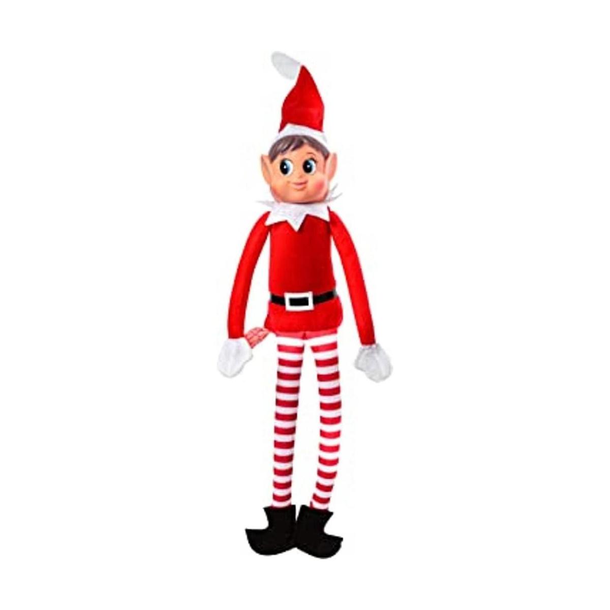 Juguete de peluche de elfo navideño que se comporta mal