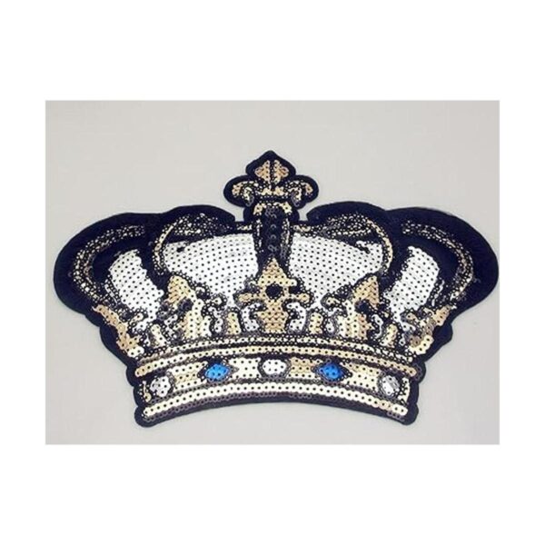 Dandan DIY Parche bordado de corona grande con lentejuelas_2