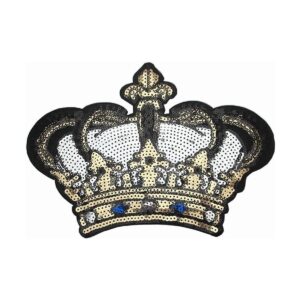 Dandan DIY Parche bordado de corona grande con lentejuelas_1