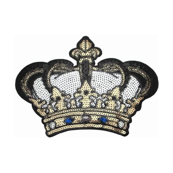 Dandan DIY Parche bordado de corona grande con lentejuelas_1