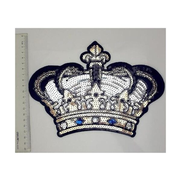 Dandan DIY Parche bordado de corona grande con lentejuelas_3