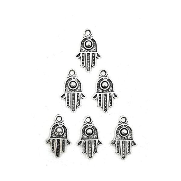 JIALEEY 100 dijes de plata antigua Hamsa con símbolo de_4