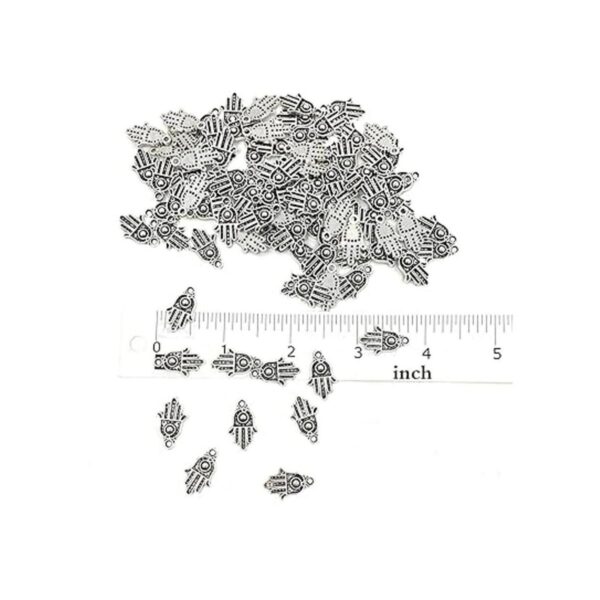JIALEEY 100 dijes de plata antigua Hamsa con símbolo de_6