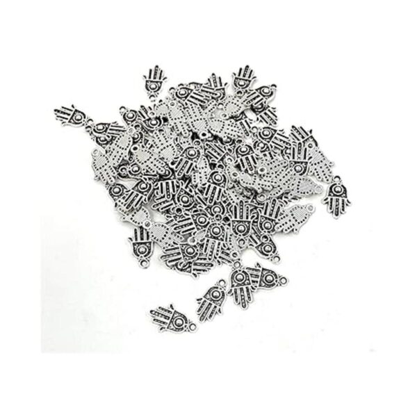 JIALEEY 100 dijes de plata antigua Hamsa con símbolo de_5