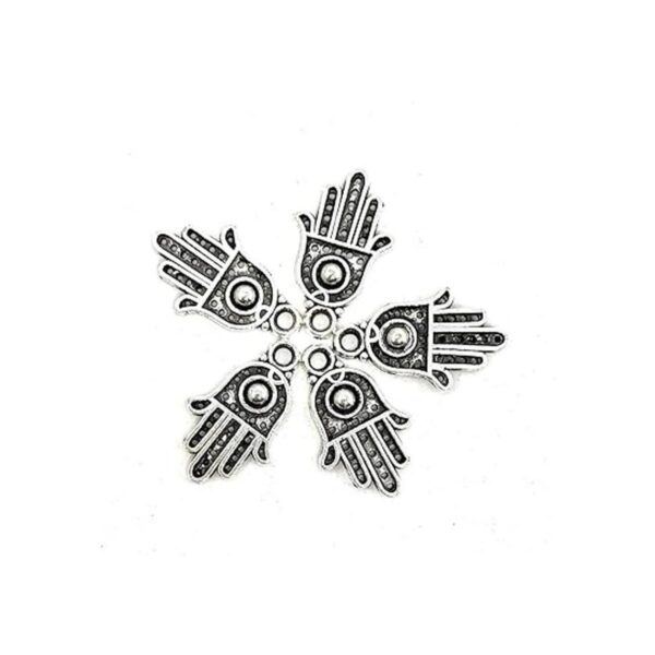JIALEEY 100 dijes de plata antigua Hamsa con símbolo de_3