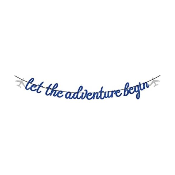 Bandera azul con purpurina Let The Adventure Begin_1