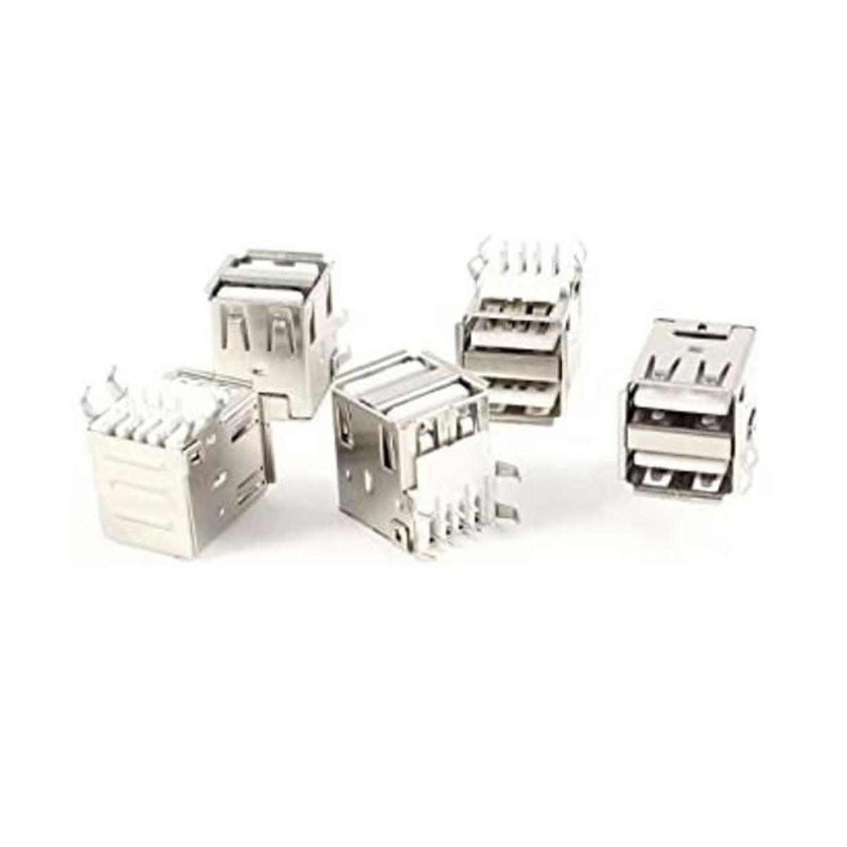 Uxcell doble puerto USB TypeA hembra Derecho ángulo 8Pin