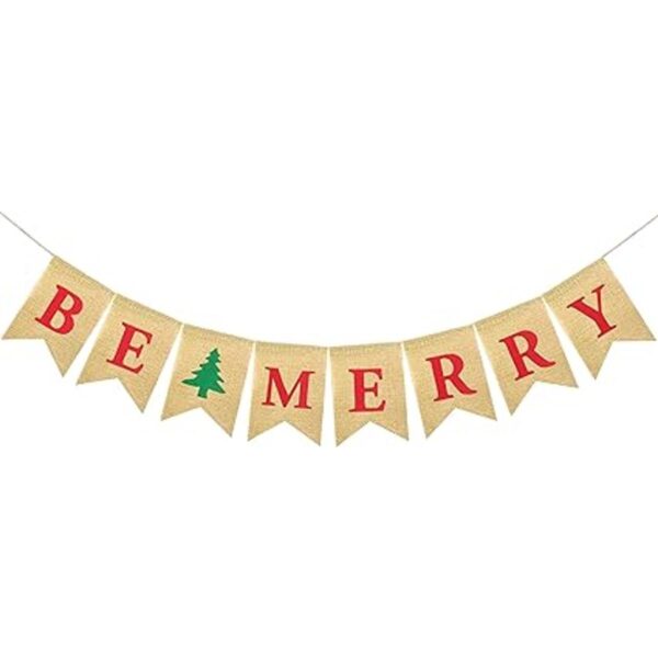 FAKTEEN Bandera de arpillera Be Merry Decoraciones de_1