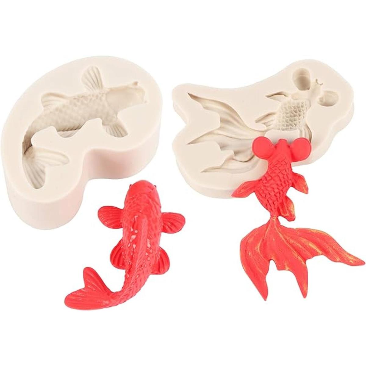 Fewo 2 moldes de silicona para fondant diseño de peces