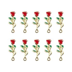 Honbay 10 colgantes con diseño de rosas esmaltadas para