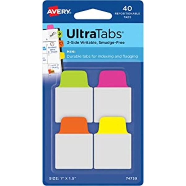 Avery Mini Ultra Tabs 1 x 1.5 pulgadas 2 lados escritos_1