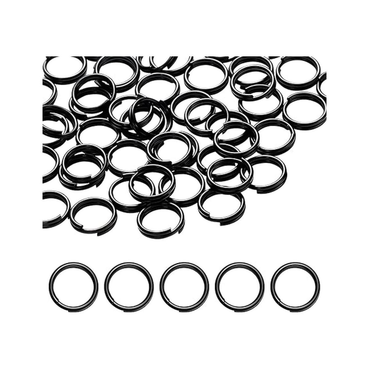 Hotop 50 anillos divididos negros de 0.394 in de metal
