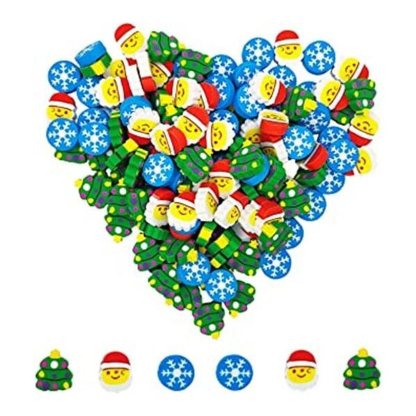 30 mini gomas de borrar de Navidad surtidas mini gomas de_1