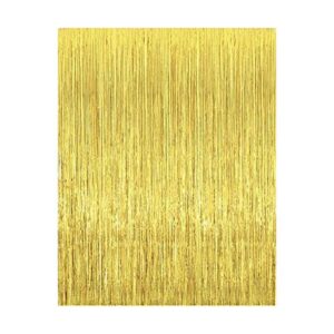 2 cortinas de flecos de oropel metálico dorado brillante_1