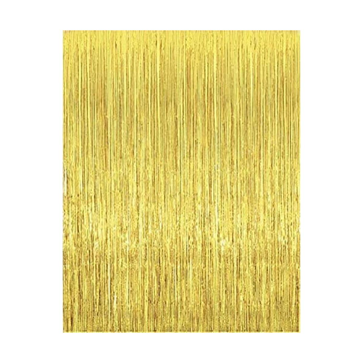 2 cortinas de flecos de oropel metálico dorado brillante