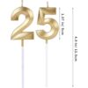Velas doradas para tartas de cumpleaños 25 y 52 número_2