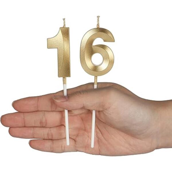 Velas doradas para tartas de cumpleaños 25 y 52 número_4