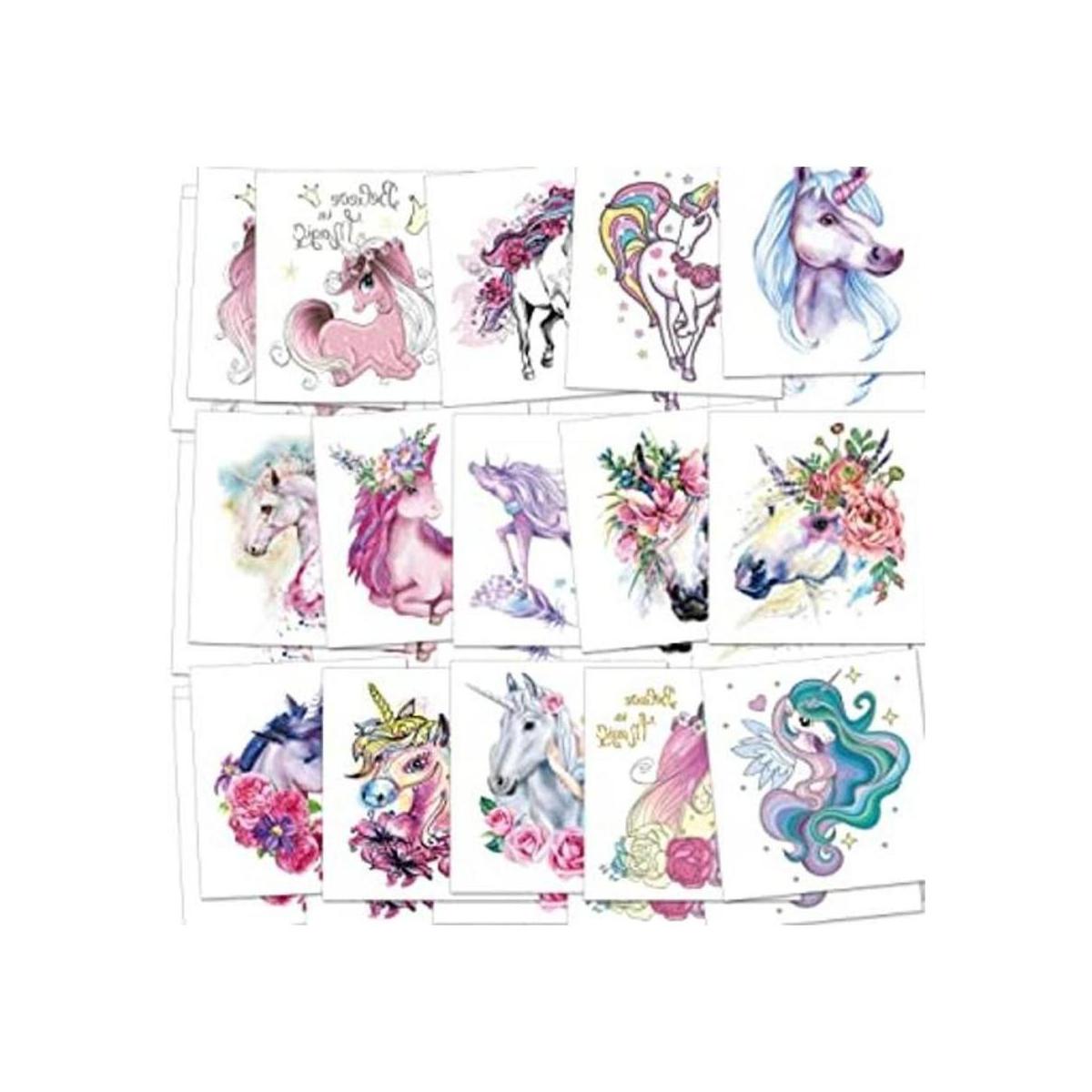 Tatuajes temporales de unicornio para niños y niñas 45