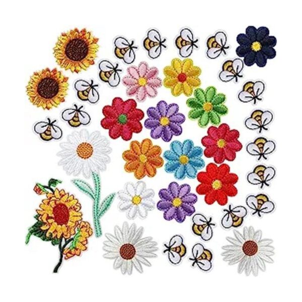 36 parches bordados de abeja para coser margaritas_1