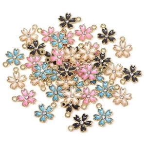 Honbay 40pcs esmalte flor de cerezo colgante colgante para