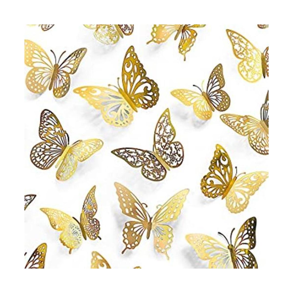 72 calcomanías decorativas de pared de mariposa 6 estilos