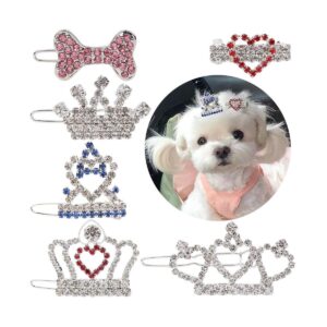 6 pinzas para el pelo de perro con corona para niñas