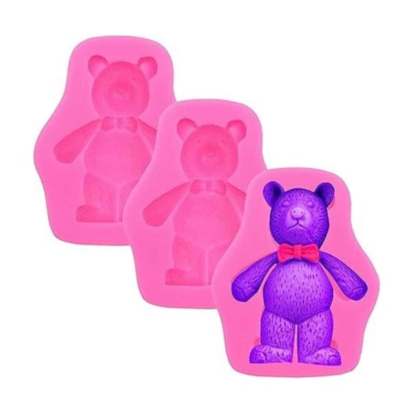3 piezas 3D lindo oso de peluche de silicona fondant molde_1