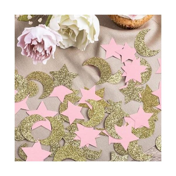 Confeti de papel de estrella y luna para bebé cumpleaños_3
