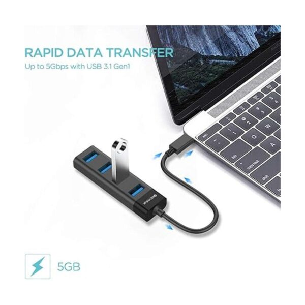 KEYMOX Hub USB C de 4 puertos adaptador tipo C de tamaño_3