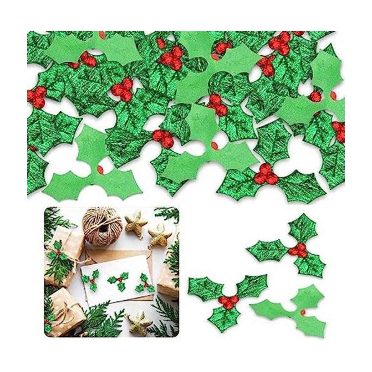 Adornos de Navidad de acebo y bayas 100 piezas de mini