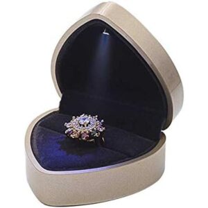 HOLLY TRIP Caja de anillo de terciopelo forma de corazón