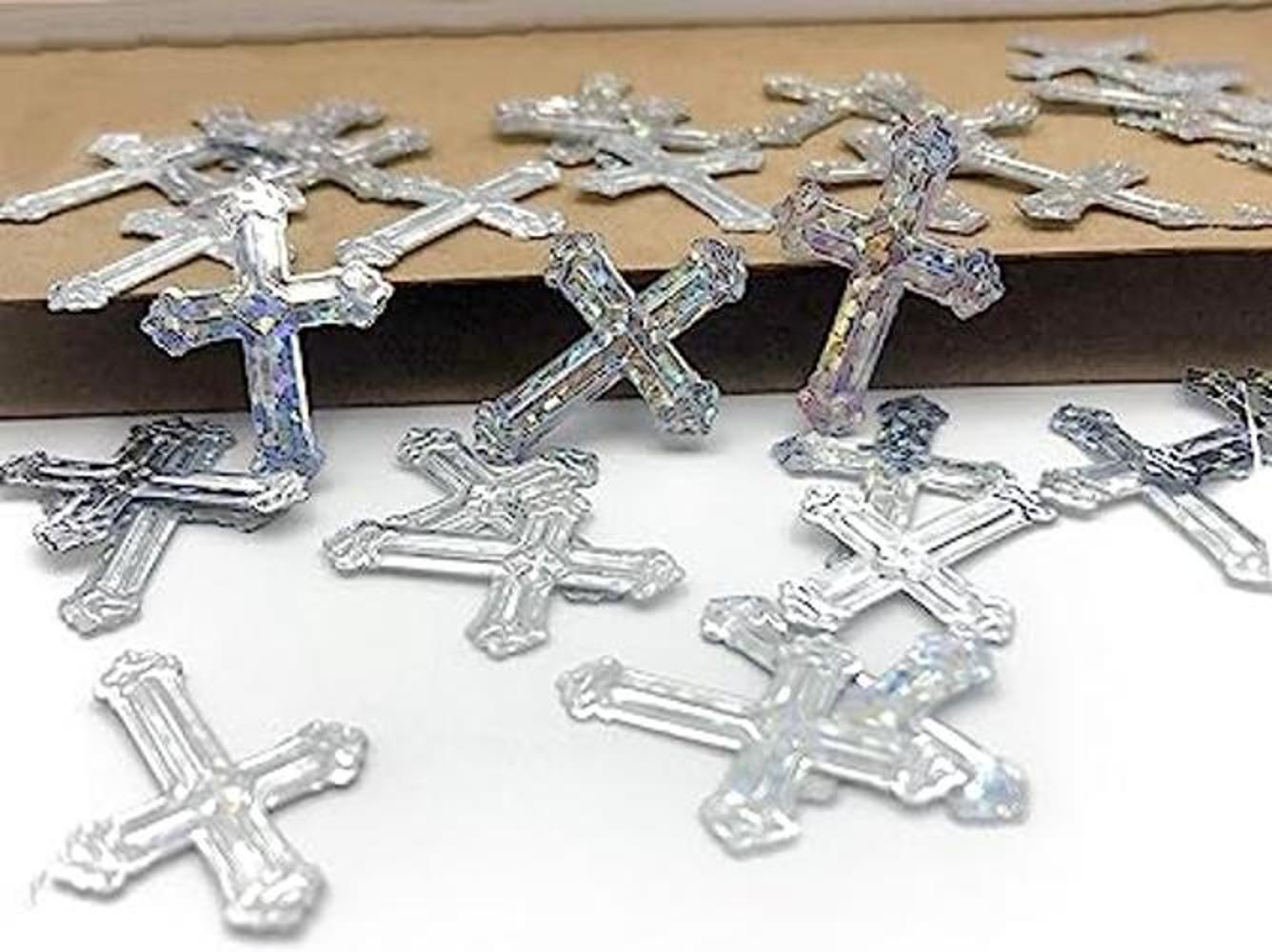 Mesa de bautizo cruzada confeti para bautismo religioso