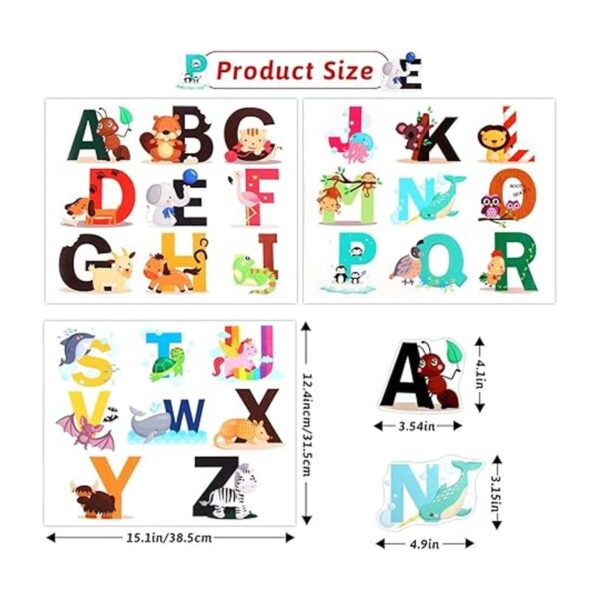 CCINEE ABC Calcomanías de pared con alfabeto animal