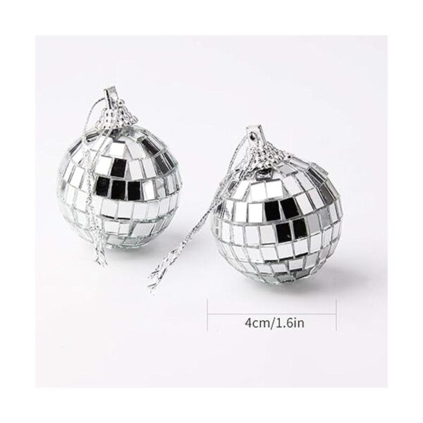 24 bolas de espejo de discoteca plateadas para decoración